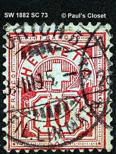 SW 1882 SC 73 "NUMERAL" RED 10¢ USED NO GUM PERF 11½ WM 182 FINE/VERY FINE - Picture 1 of 2