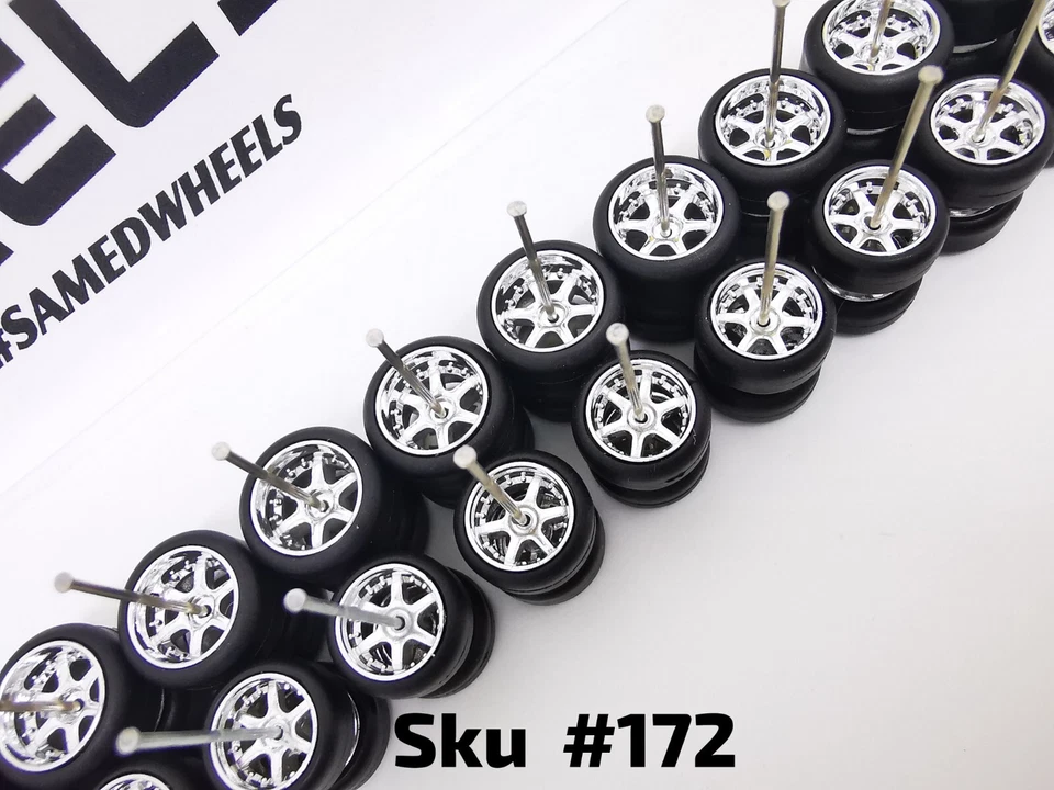 Juego de 10 ruedas cromadas de 10-12 mm 6 radios ruedas de goma 1:64 #172 Foto 1 de 4