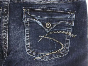 Silver Pioneer Size 29 x 33 Bootcut Distressed Women's Jeans Stretch Flap Pocket - Picture 1 of 12