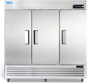 82" Commercial Refrigerator, ICECASA 3 Door Commercial Reach-In Cooler 72 Cu.ft - Picture 1 of 7