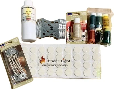 NICE LOT OF CANDLE MAKING SUPPLIES!! WICKS, SCENT, GEL WAX DYE, WICK HOLDER - Image 1 of 4