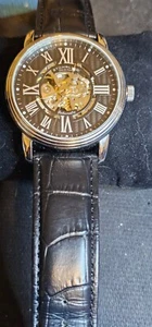 Stuhrling CAL ST-90050 Automatic Skeleton Men's Self Wind Leather Strap Watch - Picture 1 of 6
