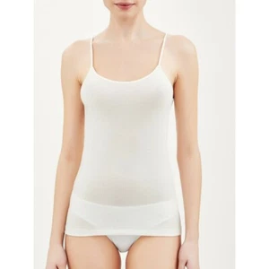 Canotta canottiera intima top RAGNO lana merino e seta donna 7402E bianco nero - Imagen 1 de 5