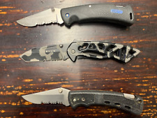 Vintage Buck Knives USA#450, #442 & 870E Black Rubber Lock Back Sheath Knife Lot