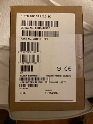 HP 1,2 TB 10K SAS 12G 2,5" HDD 781578-001 disco rigido 781518-B21 781514-002 G8 - Immagine 1 di 2