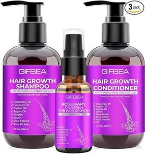 GIFBEA Hair Growth Shampoo and Conditioner Set W/Rosemary Oil Serum for Hair ...