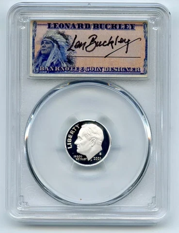 🇺🇸2021 S 10C Silver Roosevelt Dime PCGS PR70DCAM FS LEONARD BUCKLEY AUTO Cover