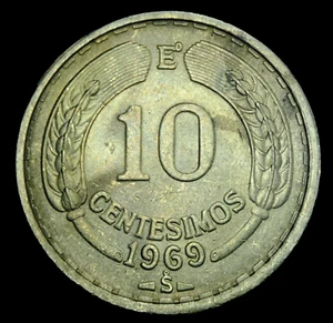 1969 Chile Chilean 10 Centesimos Condor Bird Coin XF Lot #8189 - Picture 1 of 2