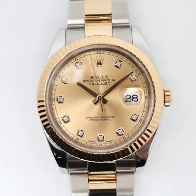 Reloj Rolex 126333 Datejust 41 Diamante Esfera Champagne Oro 18K Acero Años 2010 Como Nuevo Foto 1 de 4