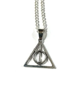 Potterhead Deathly Hallow Charm Necklace Pendant 18" Silver Plated Gift Box, USA - Picture 1 of 4