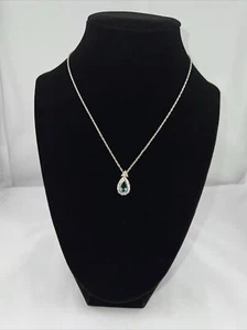 Vintage AVON Pear Shaped Necklace W/Rhinestone Accents Blue Topaz - Picture 1 of 4