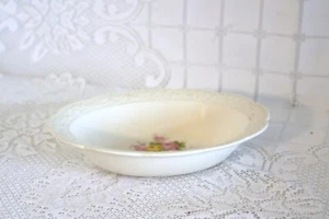 EDWIN M KNOWLES CHINA USA Embossed Rim Flowers 9 1/4 Oval Vegetable Serving Bowl - Picture 1 of 5