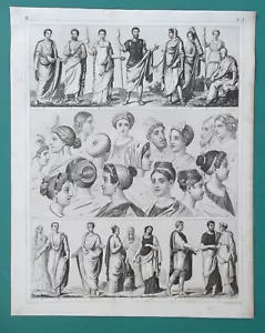 ANCIENT ROME Costume Women Head-dress Empress Toga Tunic Senator - 1844 Print - Picture 1 of 1