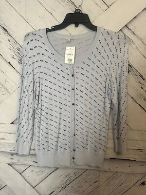 Nordstrom Halogen Blue Polka Dot Button Down Sweater, Women's Size XLarge - Image 1 of 4