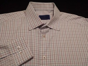 David Donahue Mens sz 17 Long Sleeve Button-Front Multicolor Plaid Check Shirt - Picture 1 of 6