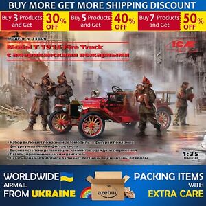 Ford Model T 1914 Fire Truck with Crew 1/24 Scale Plastic Model Kit ICM 35606