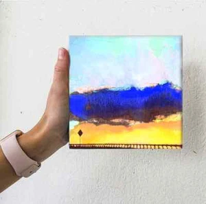 Las Vegas NV Bright Colored Fine Arts Landscape 4x4 Painting Home Decor - Picture 1 of 3