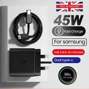 45w Type USB-C Super Fast Wall Charger Adapter +Cable For Samsung Galaxy S23 S24 - Picture 1 of 10