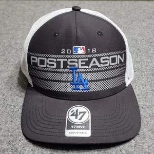 LA Dodgers Hat Cap Mens Black White '47 MVP 2018 Post Season Trucker Snapback  - Picture 1 of 11