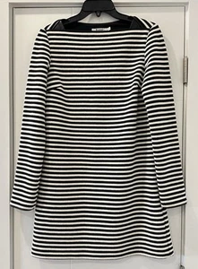 T Alexander Wang Striped Dress Leather Details Size 4 Black White - Picture 1 of 7