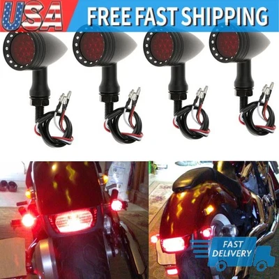4 x Universal LED Turn Signal Indicator For Harley Honda Yamaha Suzuki Kawasaki - Imagem 1 de 4
