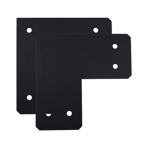 10.5 Inch L Shape Flat Bracket, Black Powder Coated Iron Mending Plate, Heavy... - Picture 1 of 5