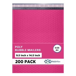Grandes enveloppes à bulles poly rose vif 9,5 x 14,5 pouces #4 | enveloppes rembourrées auto-scellées - Photo 1/7