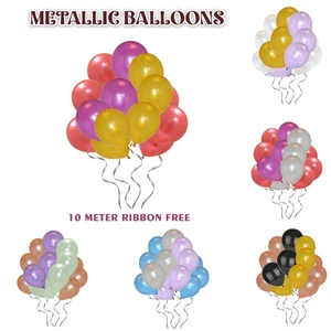 10" Metallic Balloons Multicolour Latex Helium Birthday Wedding Party Decor UK - Picture 1 of 23