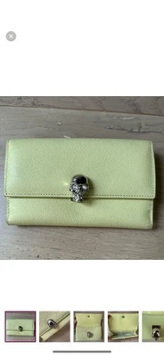Alexander McQueen Continental Skull Wallet Yellow/Lime Green Coin Purse - Image 1 of 4