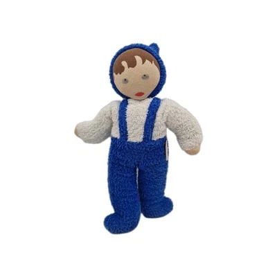 Käthe Kruse Puppe Wicht Stoffpuppe aus Frottee Blau Weiß mit Mütze ca. 25 cm Rar - Bild 1 von 4