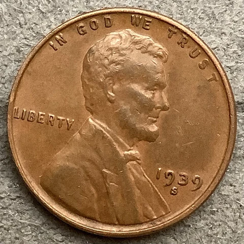 1939 S * Lincoln Wheat Cent - High Grade ~ A732 Cover