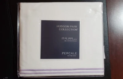 Precio de venta sugerido por el fabricante 115 USD Hudson Park Collection Italiano Algodón Percal Doble Sábana Plana Exclusiva Foto 1 de 4
