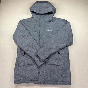 Marmot Jacket Mens Size L Grey Geometric Full Zip Hooded Parka Ski Hike Outdoors - Picture 1 of 24