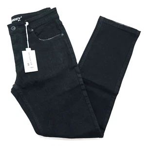 M.Society Men's 32x32 Slim Straight Fit Jet Black Jeans Solid Stylish Denim - Picture 1 of 8