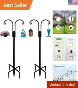 Elegant 2 Pack Double Hooks Shepherds Pole for Hummingbird Feeders & Lanterns - Picture 1 of 9