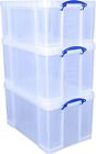 Really Useful Plastic Storage Box Bonus Pack 3x35 Litre Clear 