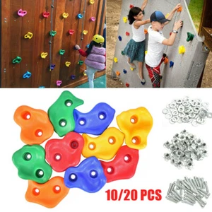 10/20PCS Rock Climbing Holds Wall Stones In/Outdoor Kids Playground + Fixing set - Picture 1 of 15