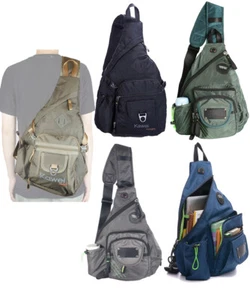 Men's Women's Nylon Sling Bag Large Chest Shoulder Bag Hiking Travel Backpack - Picture 1 of 17