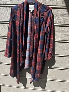 New York Laundry Women's Plaid Open Front Top Red & Blue Size XL - Picture 1 of 2