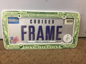 New Cruiser Accessories Plastic Million Dollar License Plate Frame W/ Key Chain - Picture 1 of 2