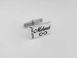 925 Silver Men's Personalized Customize Your Name & Birth Date Infinity Cufflink