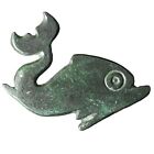 Replica Dolphin Zoomorphic Roman Bronze Fibulae Brooch with Antique Green Patina