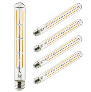 5Pack T10 LED Dimmable Tubular Light Bulbs, 6W (60W), 2200K, E26, Clear Glass - Picture 1 of 1