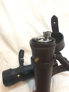 Silla de montar de caballo cadera frasco de cuero estuche de acero inoxidable botón zorro caza regalo - Imagen 1 de 3