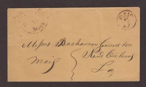 Mississippi: Middletown 1850s Stampless Cover, Dark Red CDS, Circled PAID 3, DPO - Picture 1 of 2