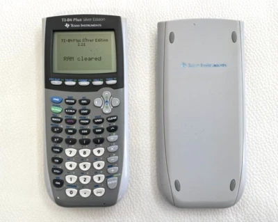 TI-84 PLUS Silver Edition Graphing Calculator Black Gray With Cover - Image 1 of 4