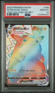 2020 Pokemon Pikachu 188/185 Full Art Rainbow Secret Rare Vivid Voltage PSA 10 - Picture 1 of 2