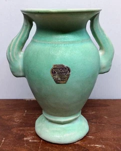 "Urna jarrón Niloak cerámica artística con mango de doble ala 5,75"" MCM pegatina Art Deco" - Imagen 1 de 10