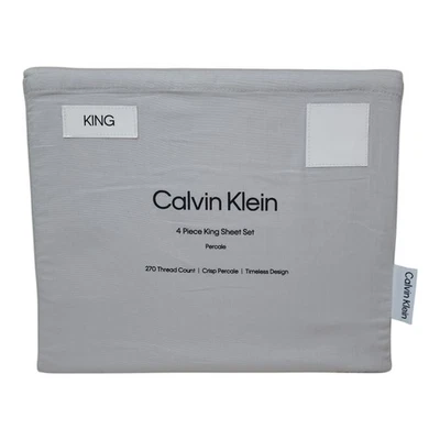 Juego de sábanas Calvin Klein algodón percal king 270 hilos gris percal nítido Foto 1 de 4