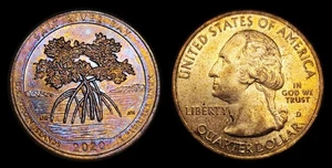 2020-D Salt River Bay ATB Quarter Vivid Artificial Rainbow Toned US Coin - Picture 1 of 1